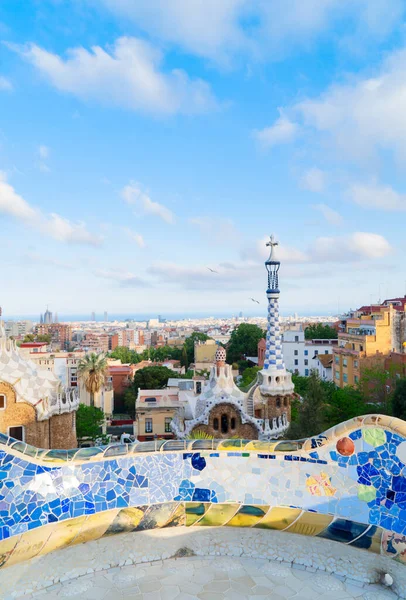 Paisaje Urbano Barcelona Soleado Día Verano Bajo Cielo Azul Con —  Fotos de Stock