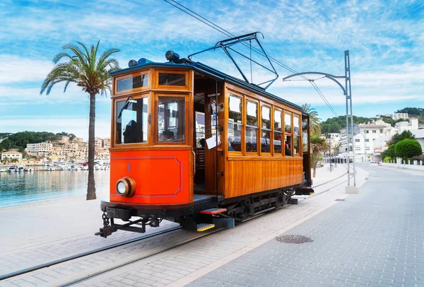 Old Tram Port Soller Beach Mallorca Summer Toned — Stock Photo, Image