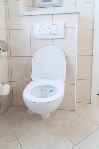 Modern White Bowl Beige Bathroom Toilet — Stock Photo, Image