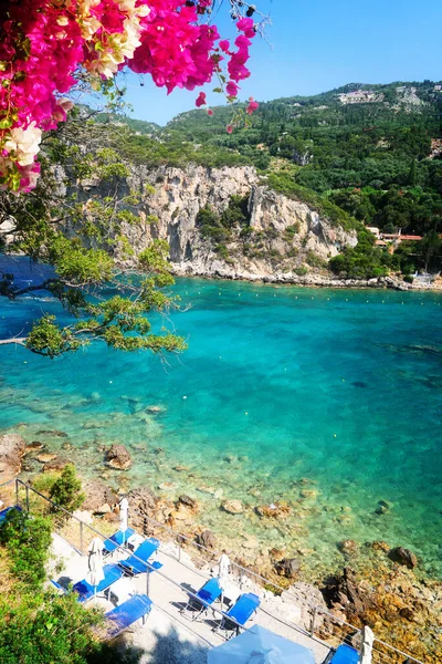 Paleokastritsa strand Korfu, Görögország — Stock Fotó