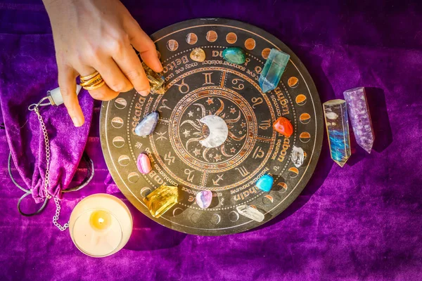 Top view of astrologer hands — Stockfoto