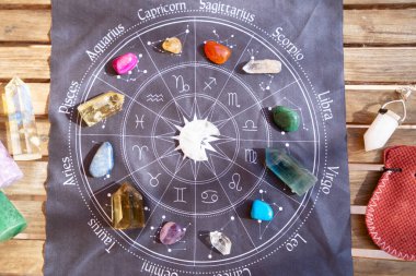 Kahverengi arkaplanda iyileştirici kristaller