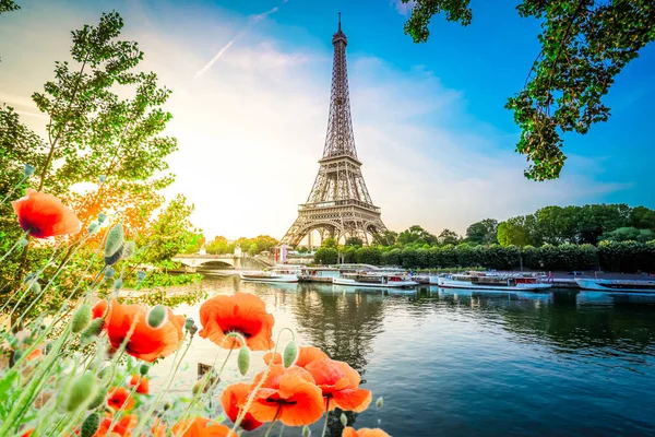 Eiffel prohlídka přes řeku Seine — Stock fotografie