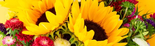 Asters and sunflowers — Stock Photo, Image