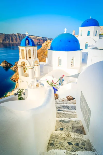 Famosas Cúpulas Azules Caldera Volcánica Con Paisaje Marino Hermosos Detalles —  Fotos de Stock