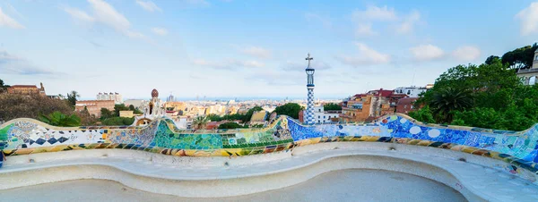 Stadsgezicht Van Barcelona Zonnige Zomerdag Reisbestemming Vakantie Concept Breed Panorama — Stockfoto