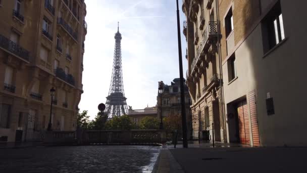 Híres Eiffel Torony Mérföldkő Párizs Város Nyáron Párizs Franciaország Napsütéssel — Stock videók