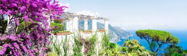 Uitzicht Ravello Dorp Park Amalfi Kust Van Italië Web Banner — Stockfoto