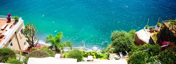 Tyrrhenian Sea Waters Boats Aerial View Amalfi Coast Italy Web — Stock Photo, Image