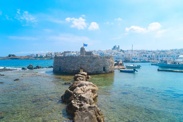 Blick Auf Alte Festung Und Altstadt Naoussa Insel Paros Griechenland — Stockfoto