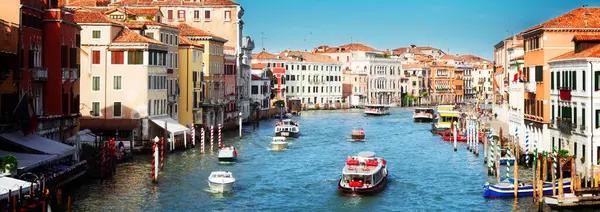 Gran Canal Con Barcos Día Soleado Venecia Italia Banner Web — Foto de Stock