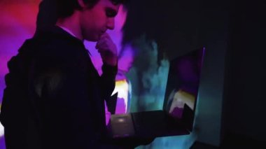 man surfing inside virtual metaverse space, virtual gaming and augmented reality, creativity and inspiration concept