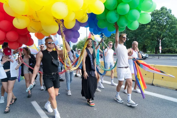 Warsaw Poland June Gay Pride Parade People Having Fun Equality — Zdjęcie stockowe