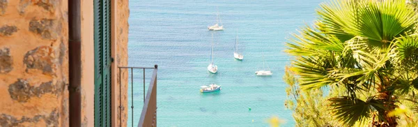 Beautiful Details Port Soller Harbour Mallorca Summer Spain Web Banner — Stock Fotó