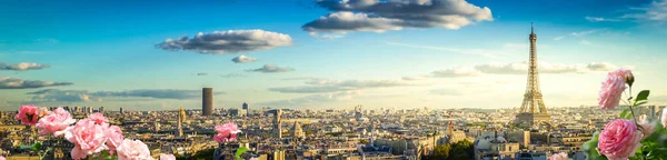 Panorama Famosa Torre Eiffel Los Tejados París París Francia Verano —  Fotos de Stock