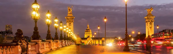 Alexandre Iii Bridge Violet Twilights Párizs Franciaország Web Banner — Stock Fotó