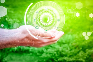 Yeşil enerji ve çevre koruma kavramı. Gelecekteki çevresel koruma ve sürdürülebilir ESG modernizasyonu, kirliliği ve karbon emisyonunu azaltmak için yenilenebilir kaynakların teknolojisi