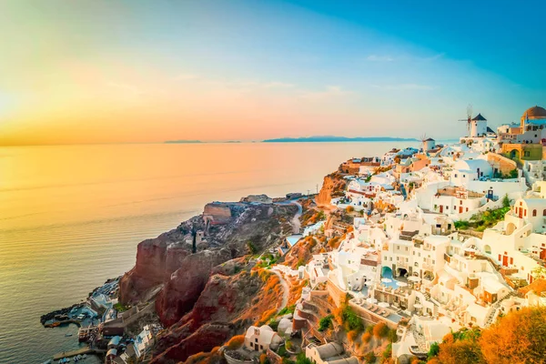 그리스 산토리니 오이아 부드러운 석양이 — 스톡 사진
