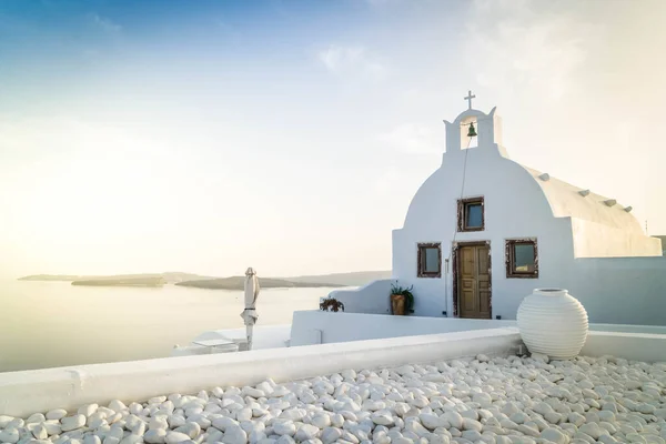 Krásné Detaily Ostrova Santorini Typický Dům Bílými Zdmi Modrou Eganskou — Stock fotografie