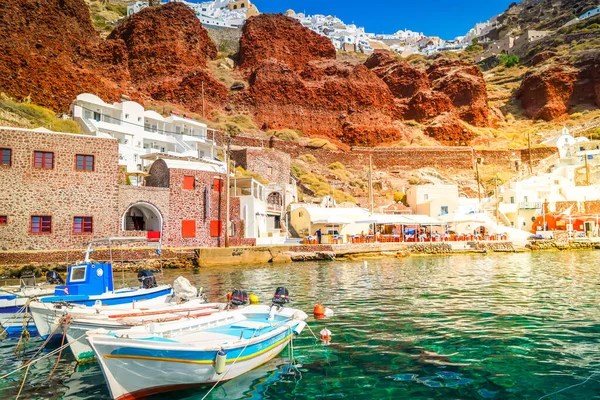 Amoudi Baai Haven Met Boten Haven Van Oia Santorini Griekenland — Stockfoto