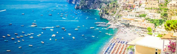 Sommer Thyrenischen Meer Und Strand Von Positano Von Oben Berühmte — Stockfoto