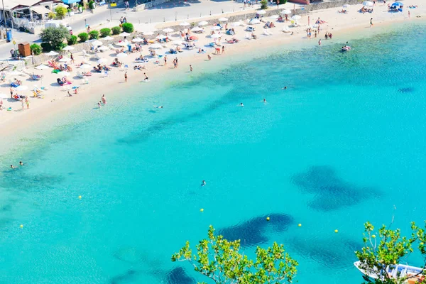 Paleokastritsa Beach Bay Korfu Summer Top View Crystal Clear Water — Stock Photo, Image