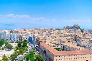 Eski Kerkyra kasabasının manzarası, Korfu Yunanistan