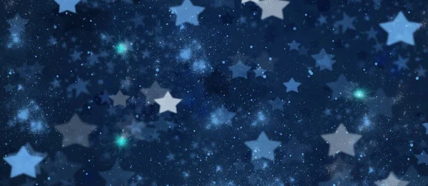 Azul Oscuro Navidad Azul Año Nuevo Estrellas Fondo Formato Banner — Foto de Stock
