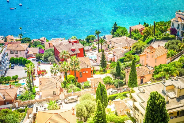 Farbenfrohe Küste Und Klares Wasser Mit Dächern Cote Dazur Provence — Stockfoto