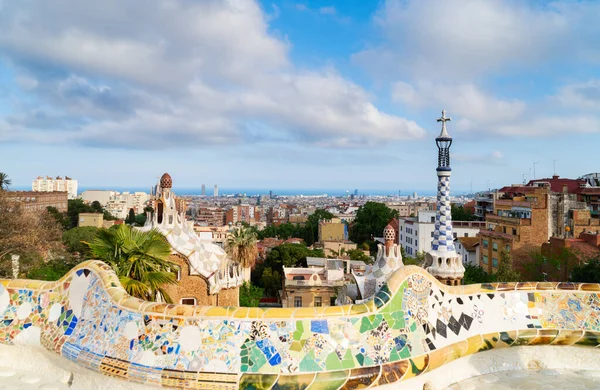 Barcelona Cityscape Sunny Summer Day Travel Destination Vacations Concept Park — Stock Photo, Image