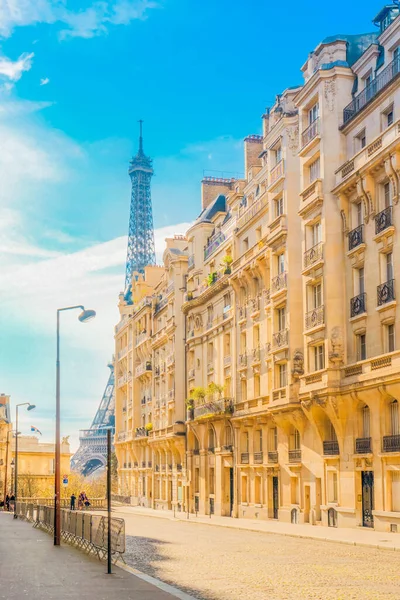 Meşhur Eyfel Kulesi Paris Şehri Ilkbahar Günü Güneşli Paris Fransa — Stok fotoğraf