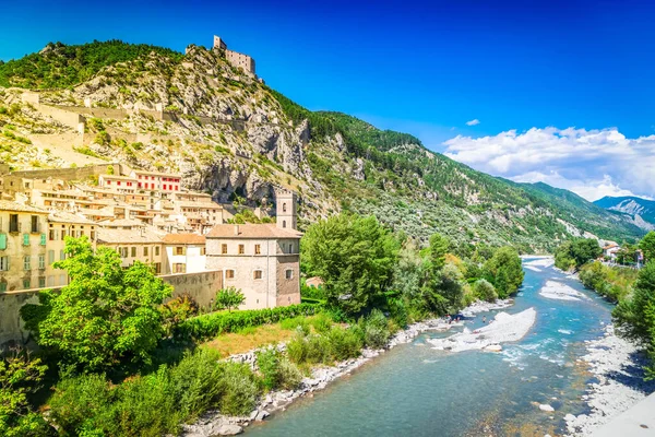 Panoramic View Entrevaux Famouse Old Town Fortress Provence France — Stock Photo, Image