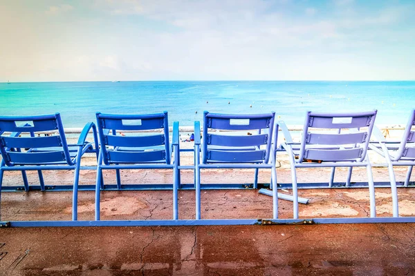 Stoelen Fron Van Turquiose Water Van Côte Azur Provence Frankrijk — Stockfoto