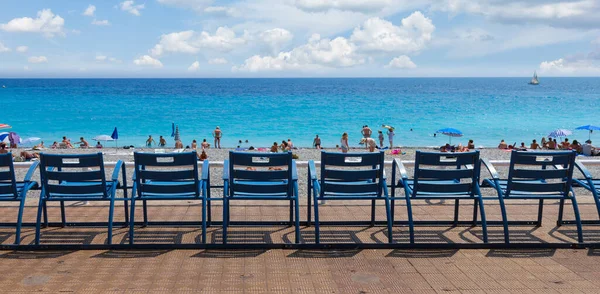 Chairs Fron Turquiose Water Cote Dazur Provence France Web Banner — ストック写真