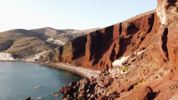 Zdjęcie Czerwonej Plaży Oia Santorini Grecja Latem — Wideo stockowe