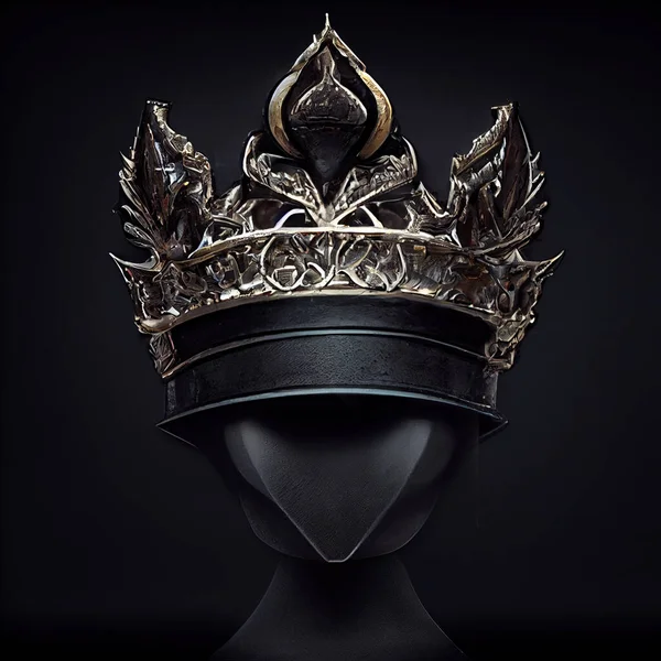 Silver crown on dark background with copy space