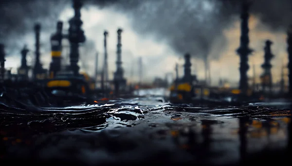 Black oil industry, pollution enviroment concept