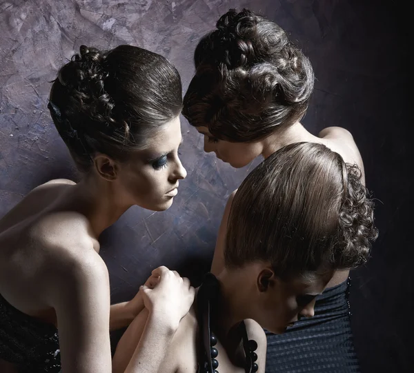 Three young women of model — Stock Photo, Image