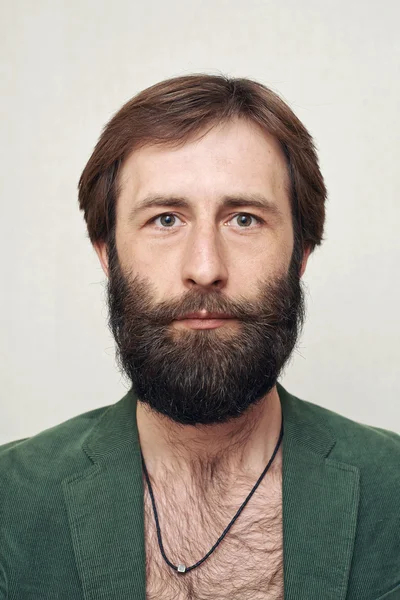 Чоловік з великою бородою і вусами Стокова Картинка