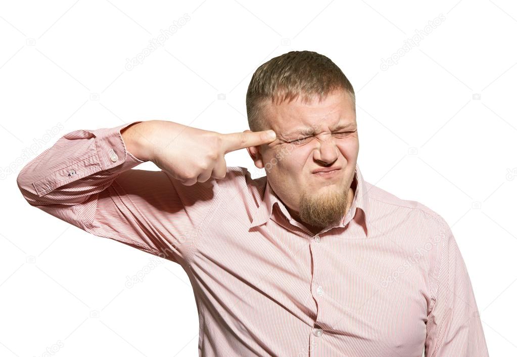 Portrait of the man on a white background