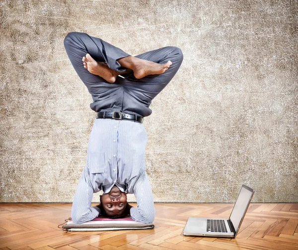 Funny business yoga — Stock Photo, Image