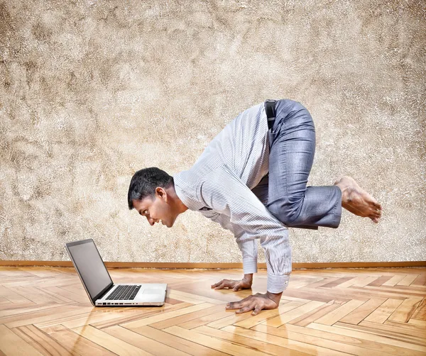 Funny business yoga — Stock Photo, Image