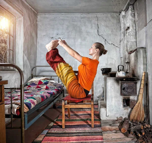 Yoga na casa russa — Fotografia de Stock