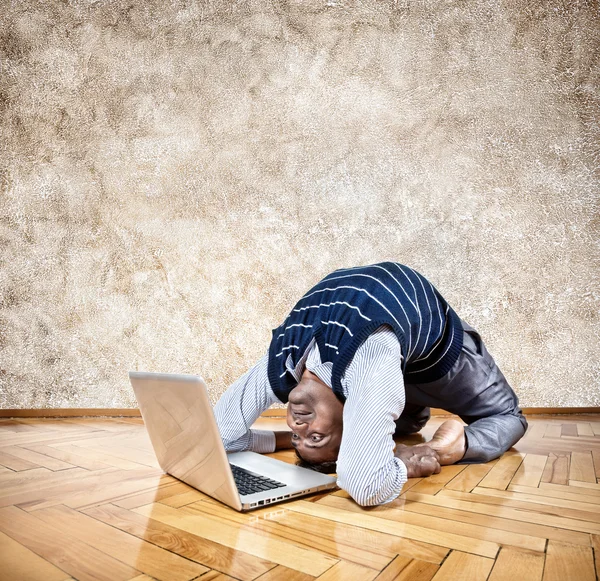 Funny business yoga — Stock Photo, Image