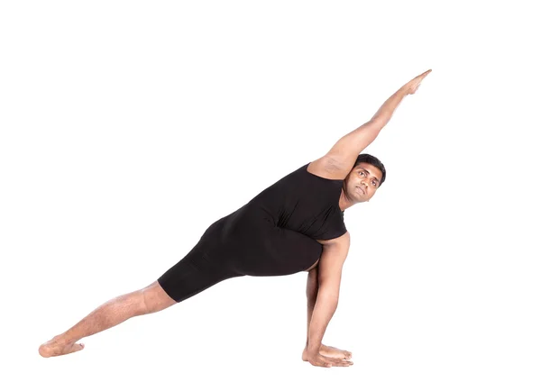 Yoga by Indian man on white — Stock Photo, Image