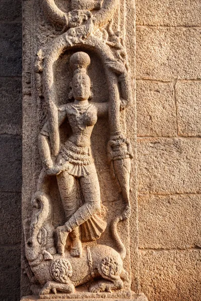 Hindu goddess on the wall in India — Stock Photo, Image