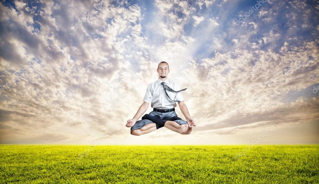 Business yoga levitation