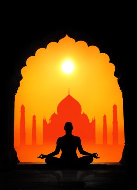 Yoga and Taj Mahal clipart