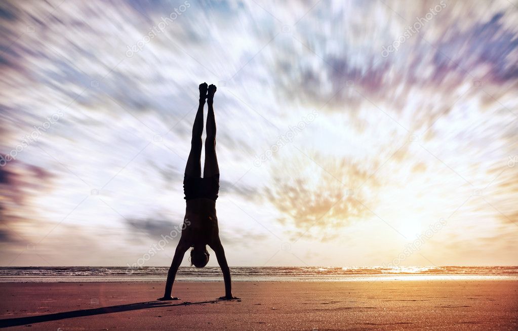 Handstand near the ocean