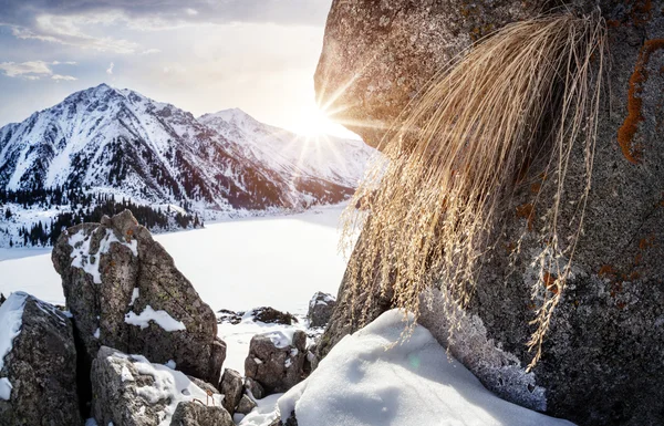 Lago di montagna invernale — Foto Stock